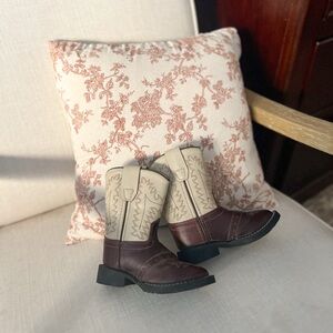 Old West Kids Boots in Brown and Cream